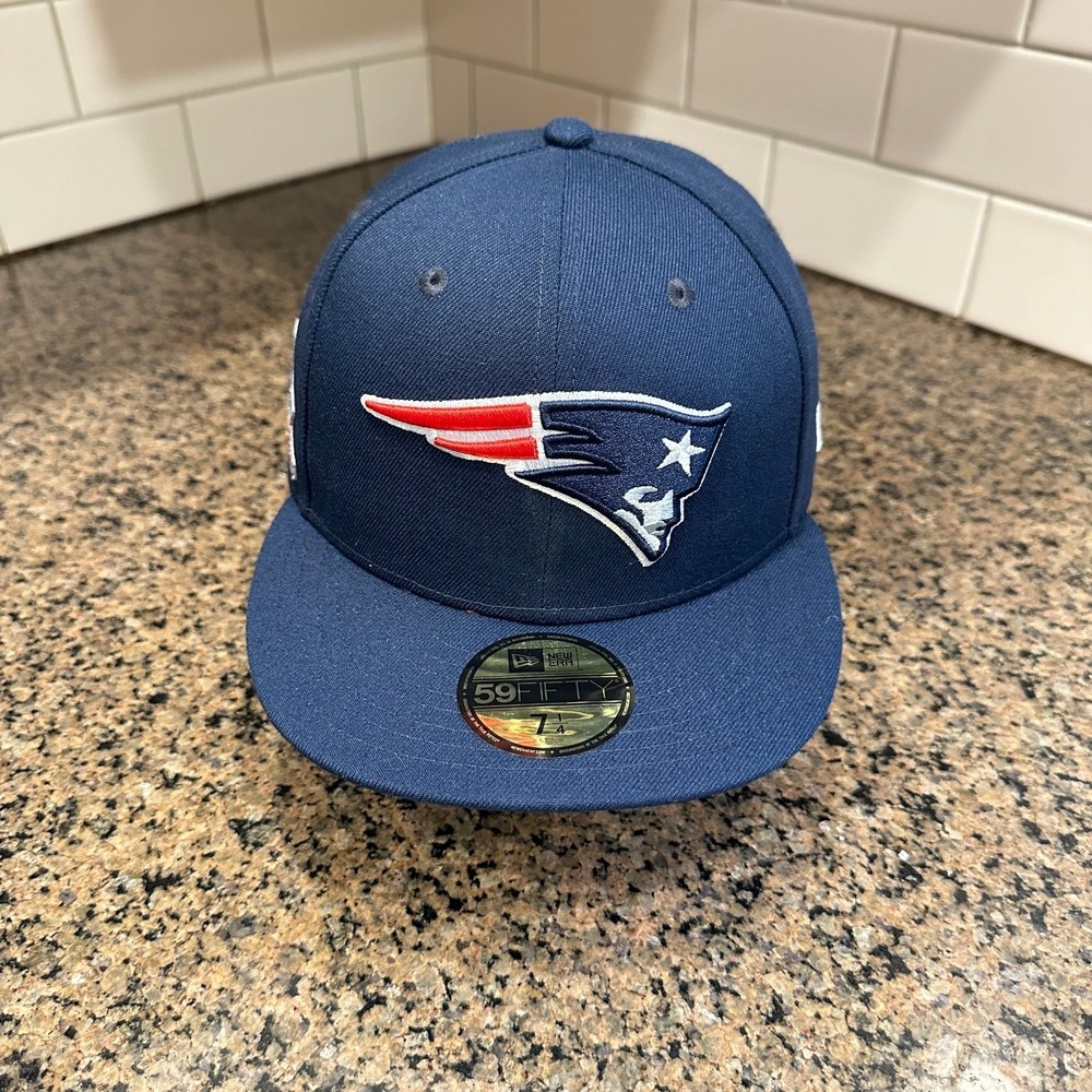New England Patriots Super Bowl 50 Patch Hat New Era 59FIFTY 7 1/4 Navy